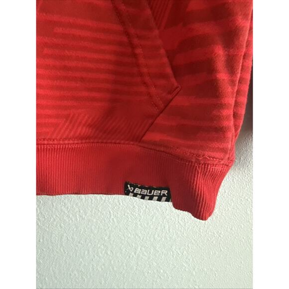 Bauer Hockey Hooded Sweatshirt with hood Red/White Youth Small GUC - Picture 2 of 6